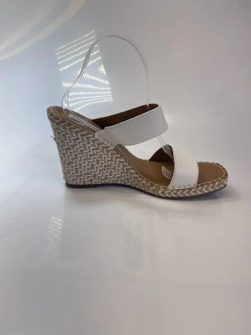 Steve Madden Imply White Espadrille Wedge Strap Sandal Sz 11